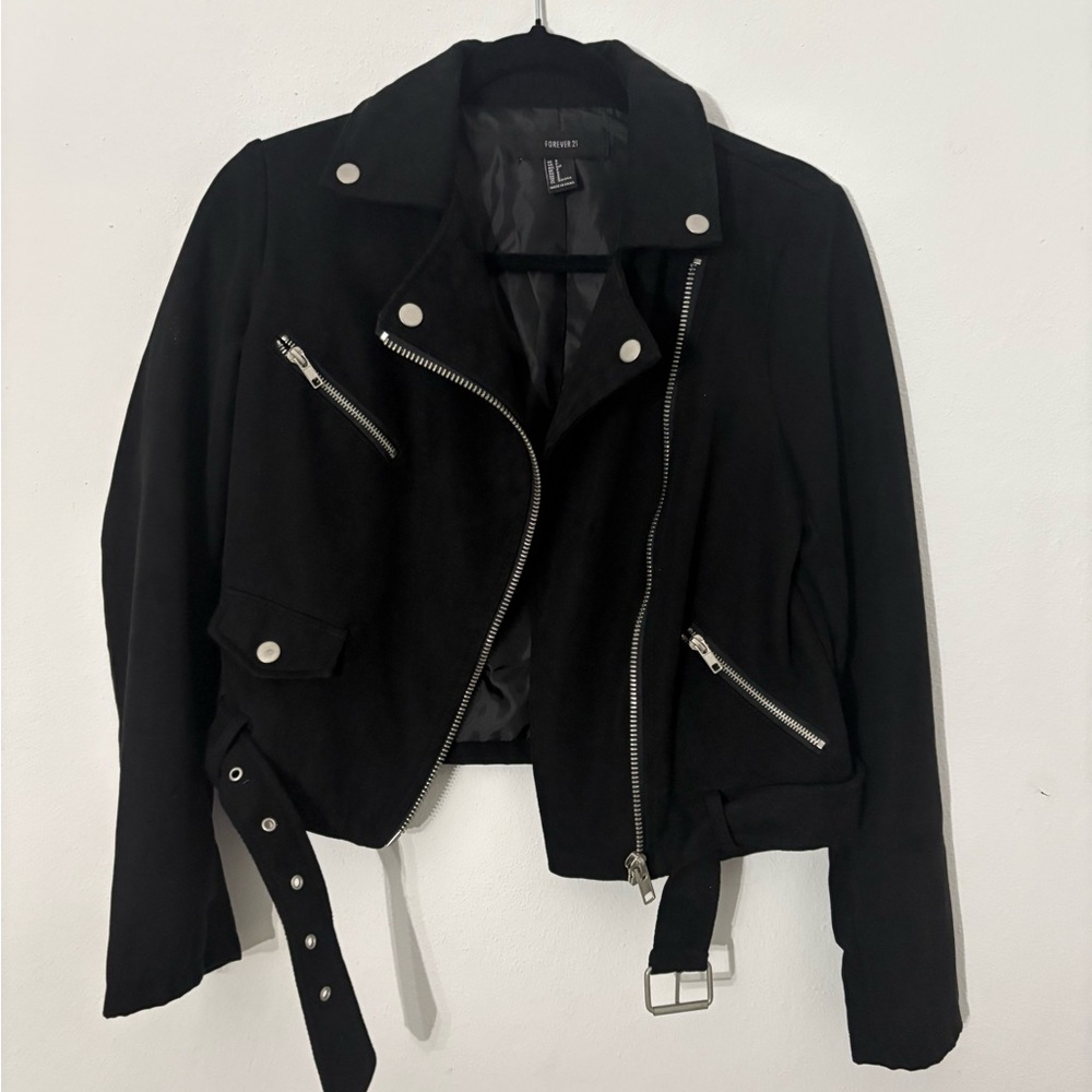 Forever 21 Black Leather Jacket with Silver Details